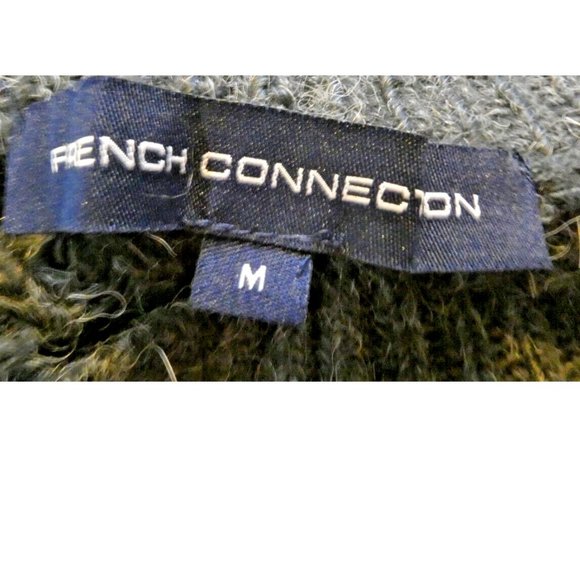 Mod Gray Cape Knit French Connection Vintage Sweater Poncho Zip up Sides Size M - Picture 12 of 13